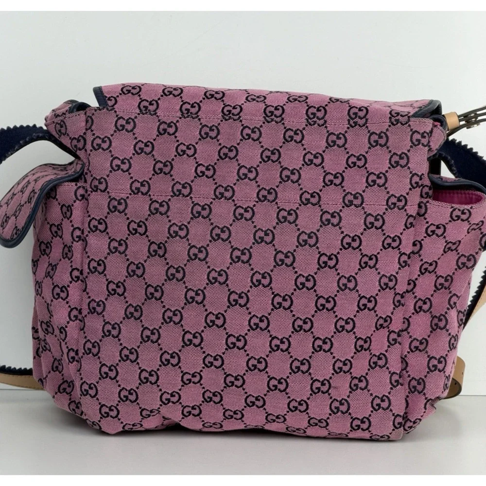Gucci GG Multicolor Diaper Bag in Pink and Blue Monogram Canvas S